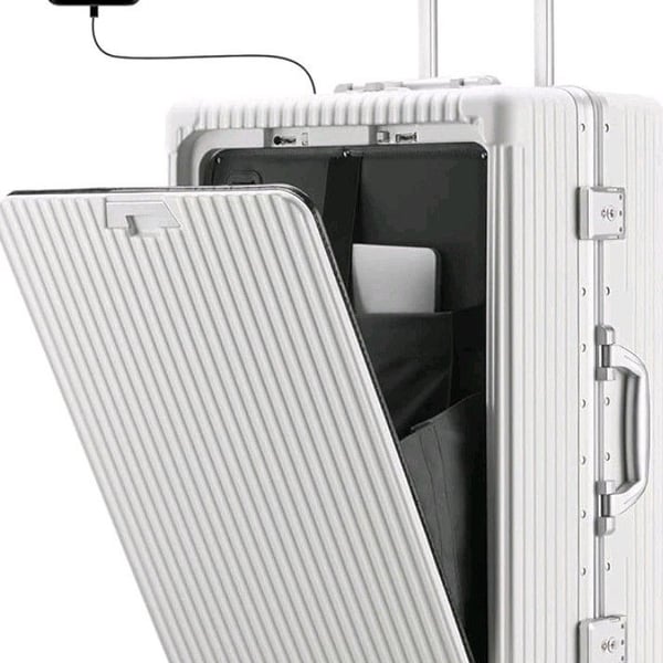 22" Aluminum Carry On Luggage Spinner Wheels TSA Lock USB Port Laptop Compartmen
