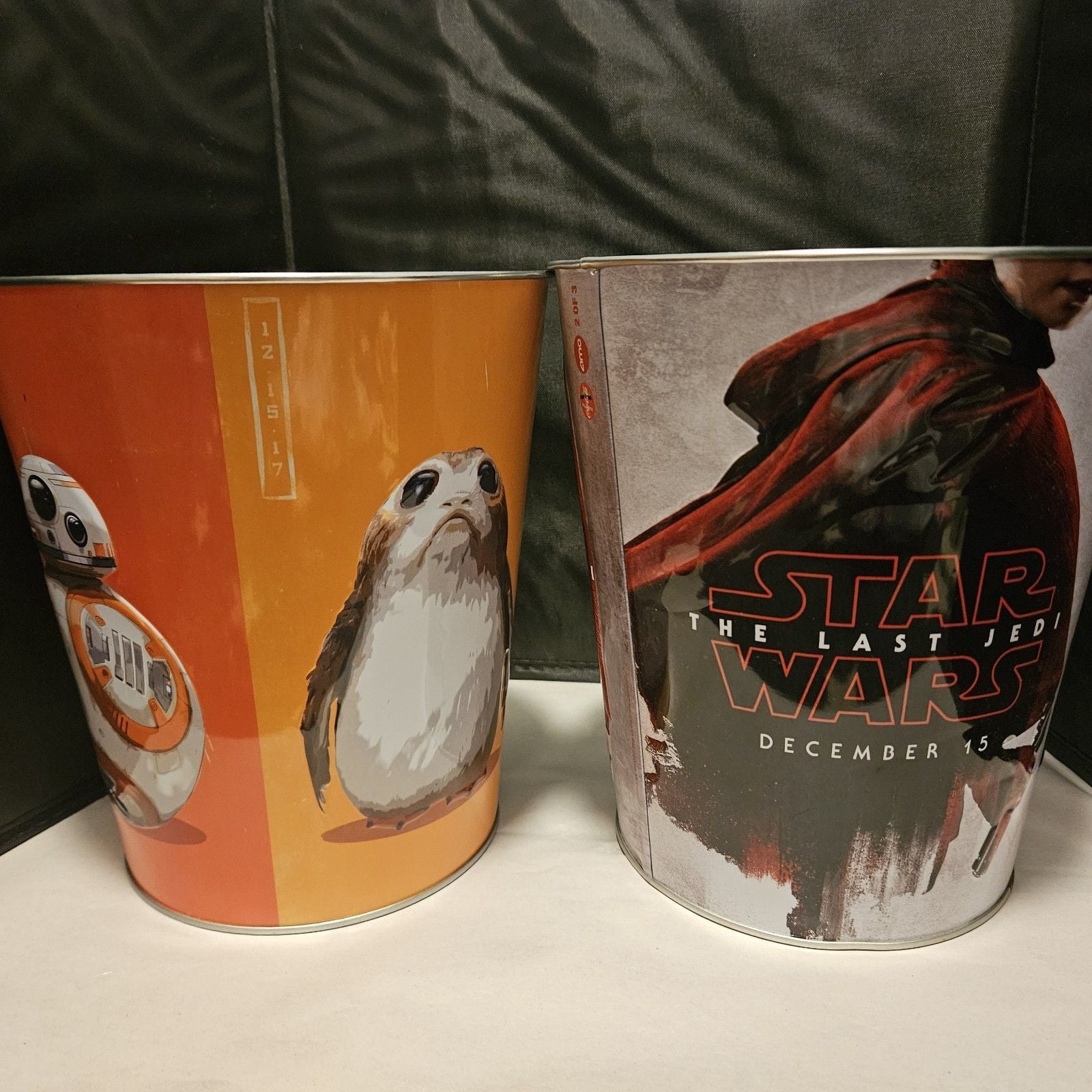 Star Wars The Last Jedi AMC Popcorn Bucket Tin Lot of 2 Opening Day 2017 #1 #2 2