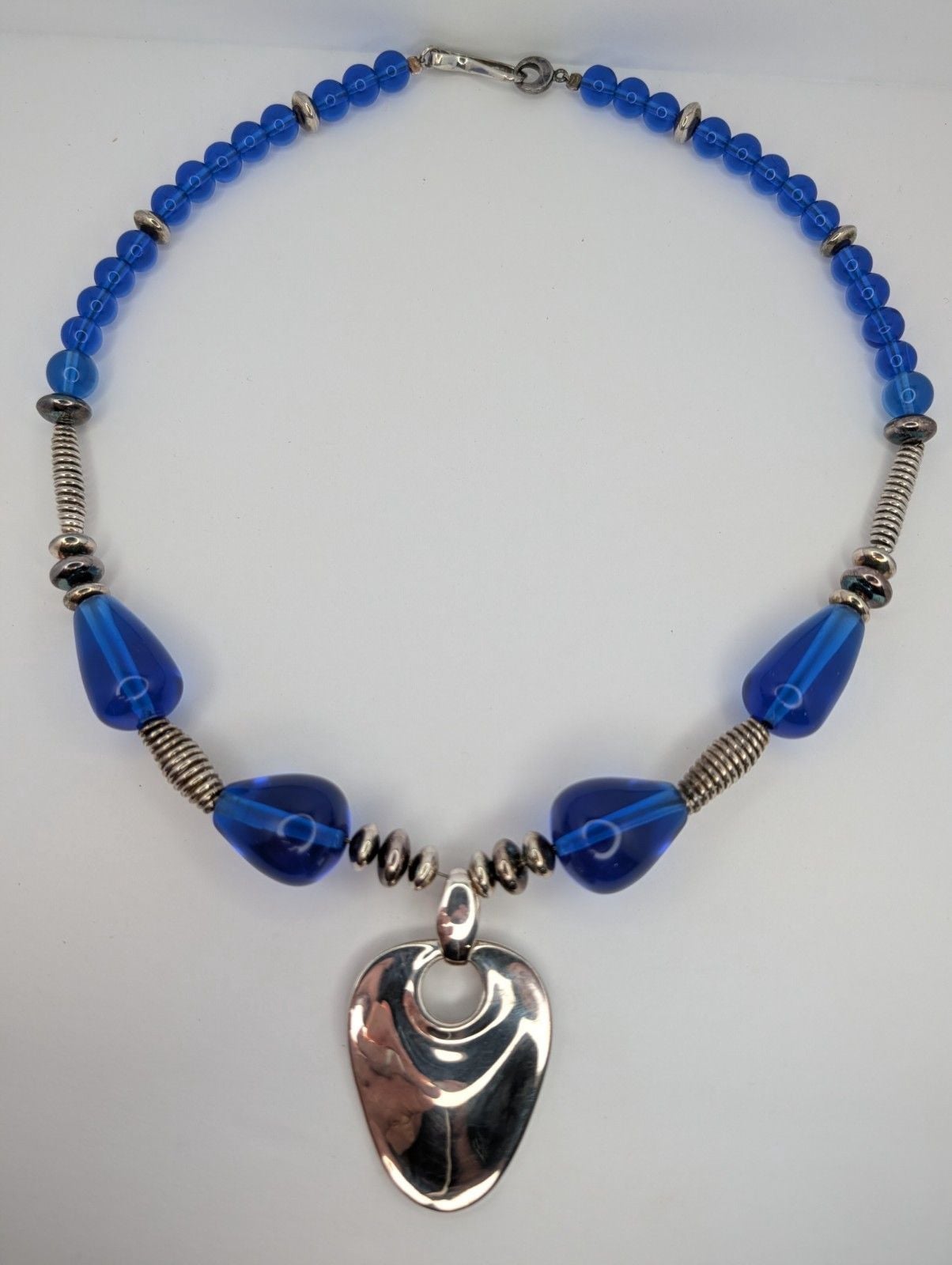 RLM Robert Lee Morris STATEMENT NECKLACE Sterling Silver COBALT BLUE 4
