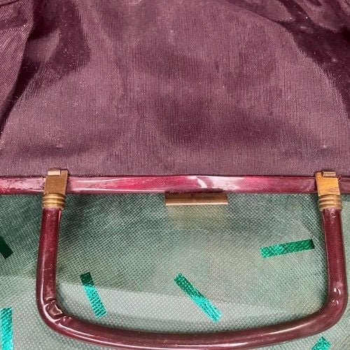 Vintage Burgundy Handbag with Sturdy Handle 9