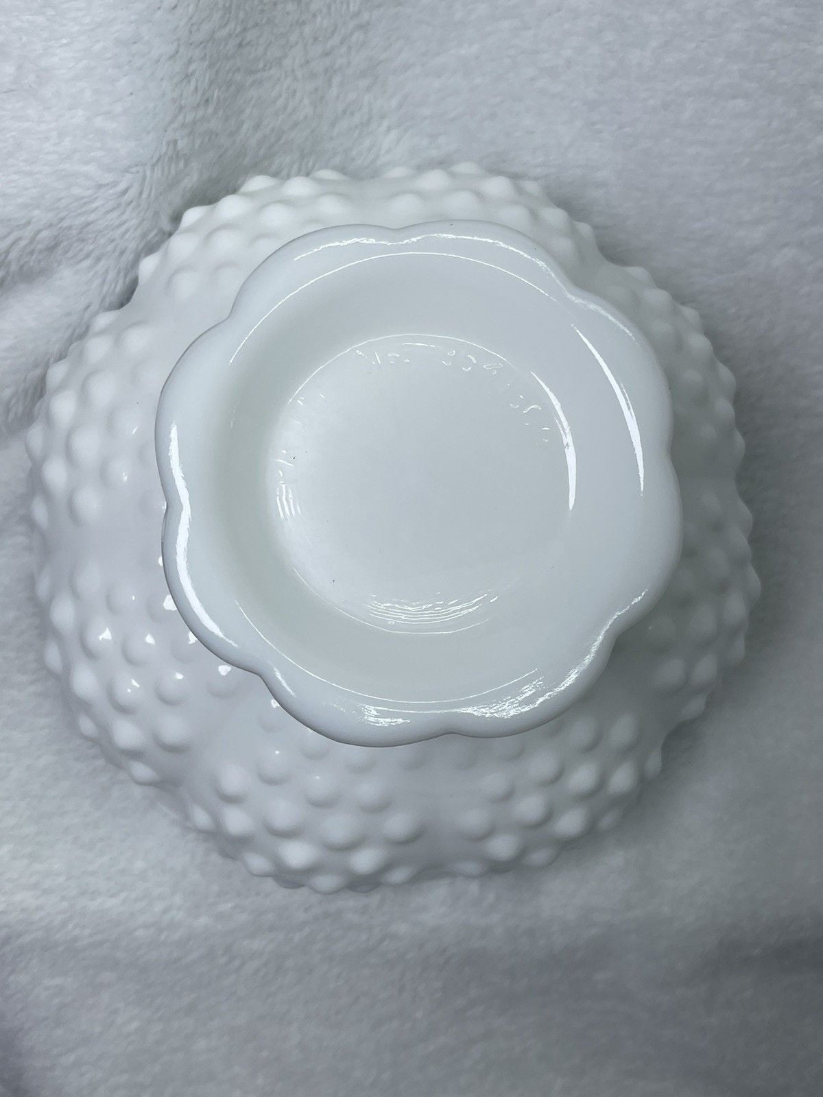 Fenton White Milk Glass Sawtooth Hobnail Round Candle Holder Centerpiece Bowl 4