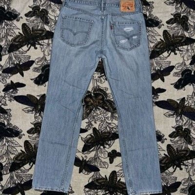 Distressed Levi's 511 Slim Fit 33x30 Blue Jeans 3