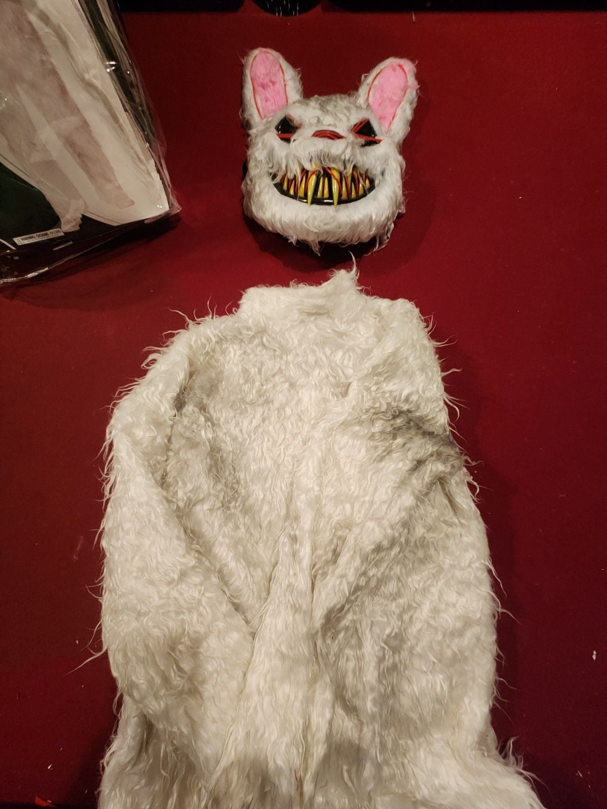 Spirit Horror Rabbit Child Costume 12-14 White Faux Fur w/ Light-Up Mask 7