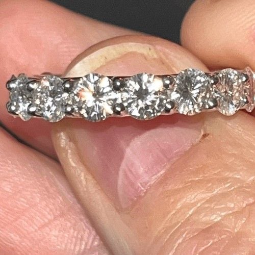 New Charles and Colvard 14k White Gold Moissanite Cushion Eternity Band 3.91 CT 9