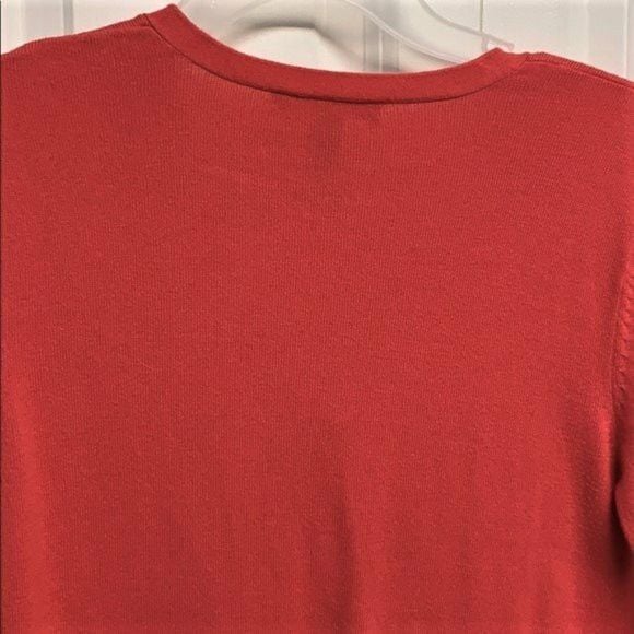 Ralph Lauren Red Cotton Pocket Logo V Neck Pull Over Knit Top Size S 6