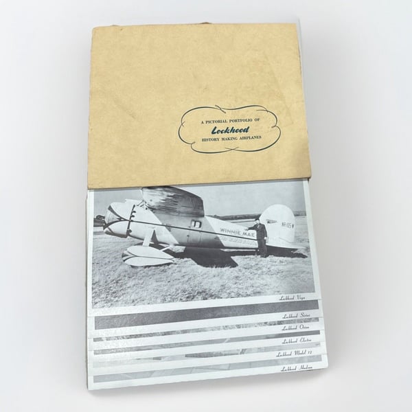 Set of 6 Vintage Lockheed Leadership Aircraft Corp Photographs Portfolio Folder