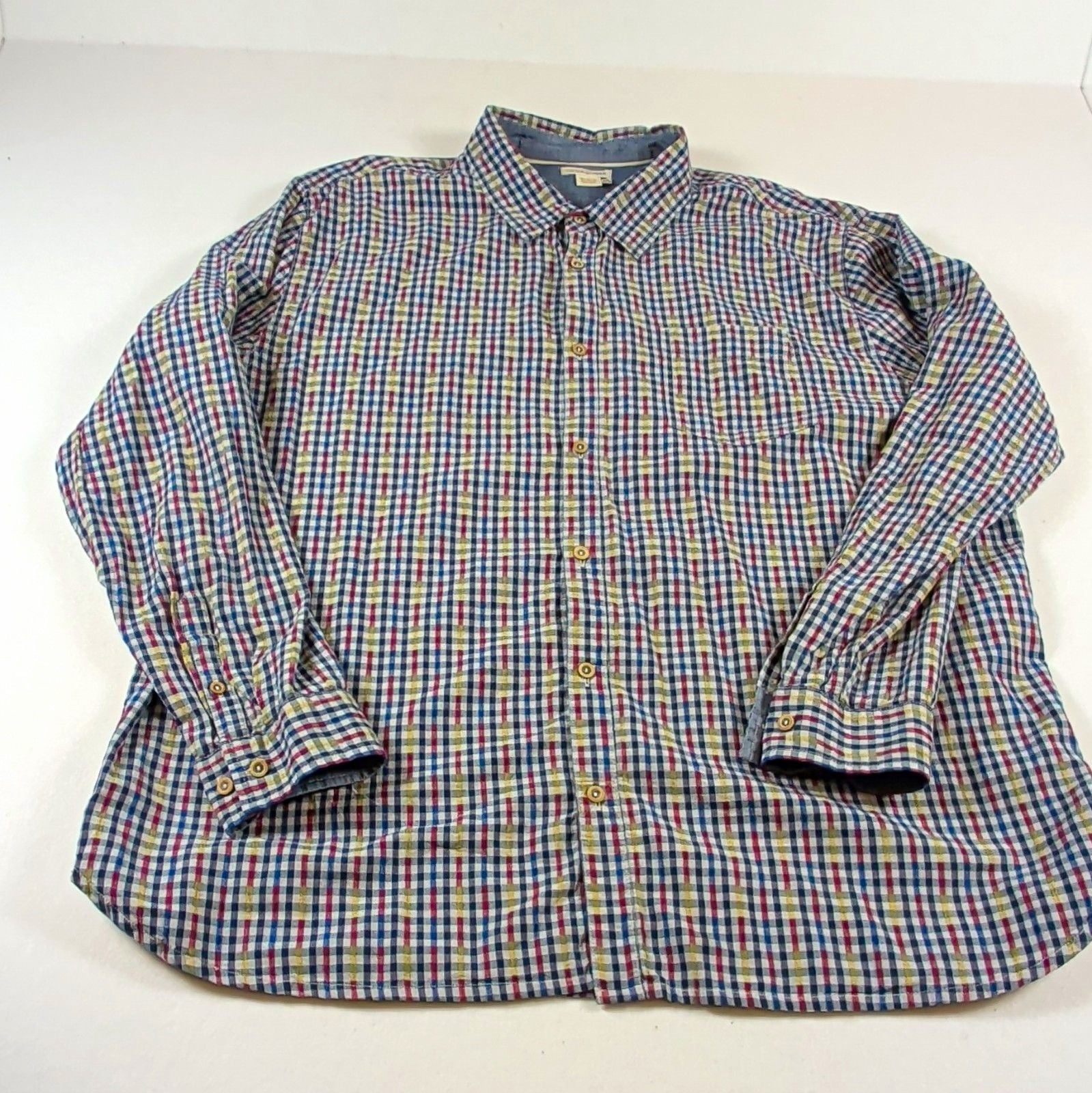 carbon2cobalt Men's 2XL Woven Cotton Long Sleeve Button-Up Multicolor Check 2