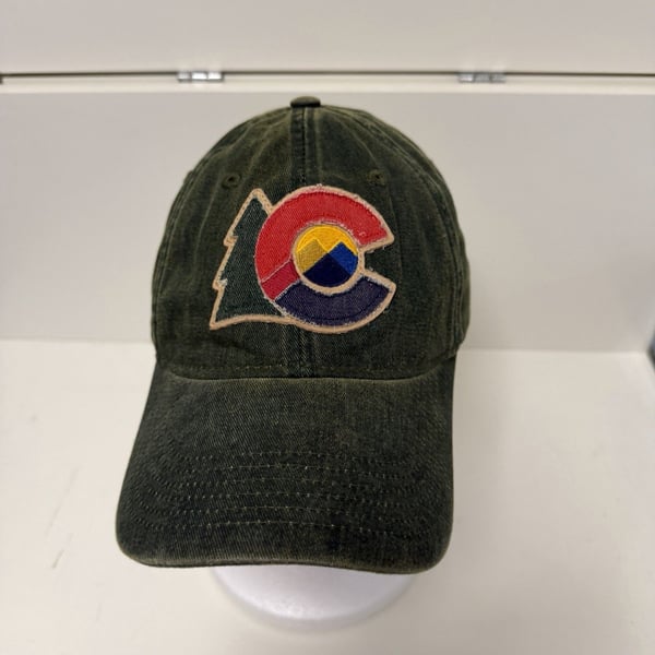 Legacy Colorado Flag Patch Hat Mens Washed Forest Green Snapback Cap VTG