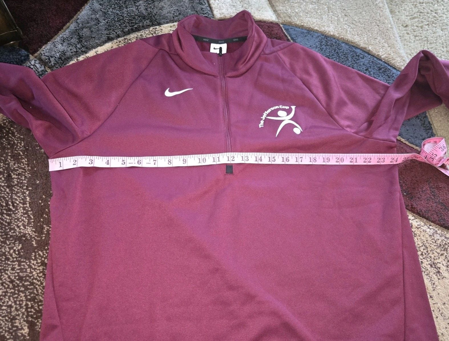 Nike Dri-Fit Sweatshirt Mens L Burgundy Quarter Zip Pullover Jefferson Cup Logo 4