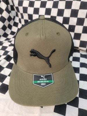 Puma Olive Green Mesh Snapback Hat | Logo Cap | Adjustable 2