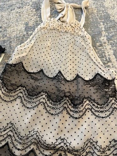 Rya Collection Women Dream Babydoll Chemise Pantie Set M Halter Scalloped Bottom 7