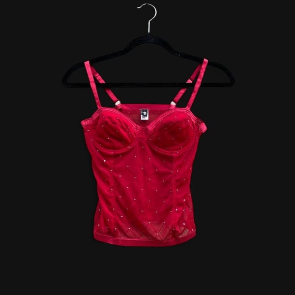2000s red corset top 