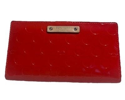 Kate Spade New York Crocodile Embossed Knightsbridge Zip Around Wallet. Red 2