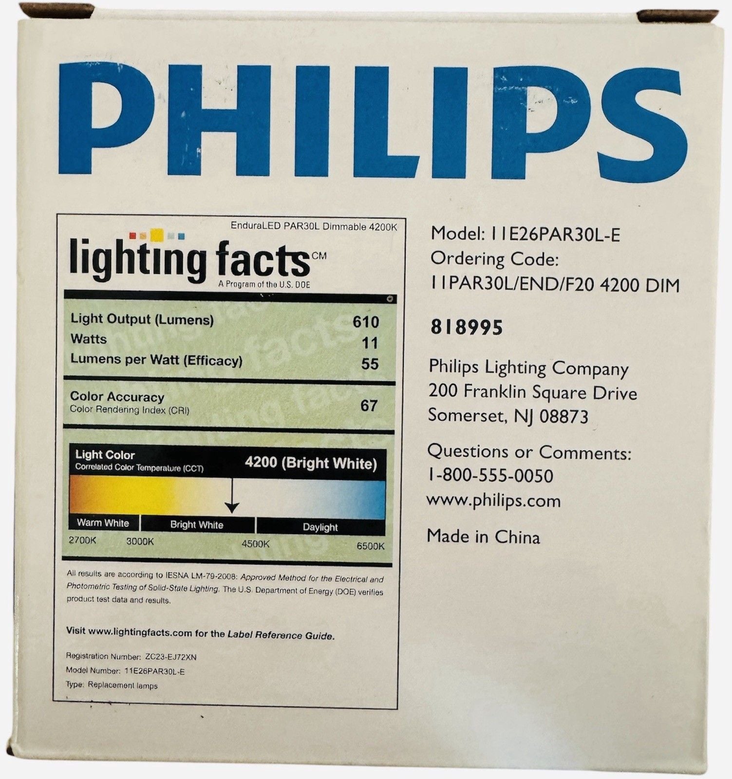 Philips 11PAR30L/END/F20 EnduraLED 11W Dimmable LED Flood Light Bulb β New 2