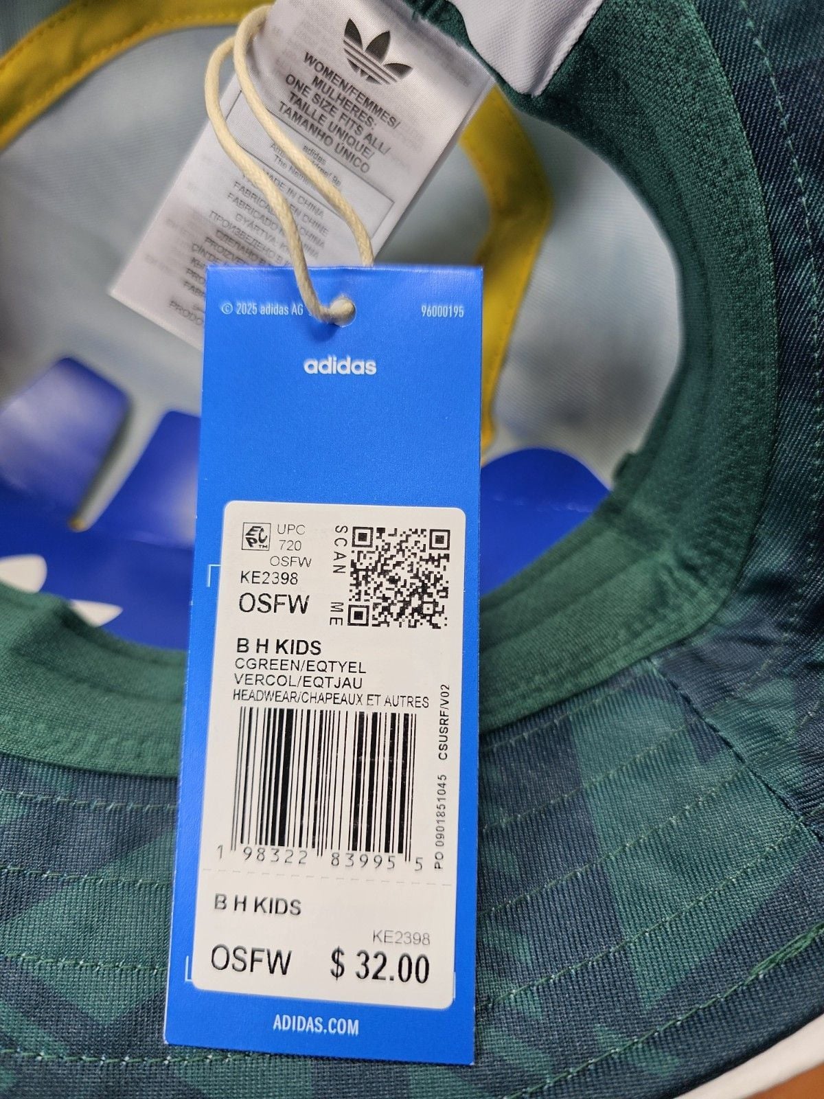 Title: adidas Originals Kids Bucket Hat Green Yellow Bruised Banana Print KE2398 8