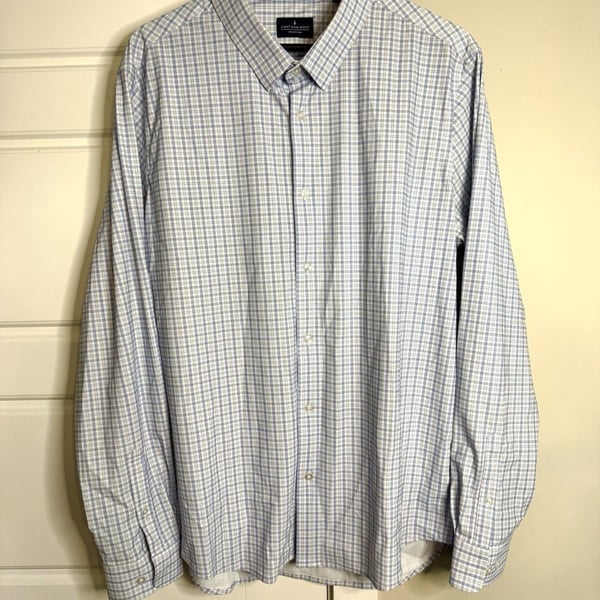 Chatham Road Shirt Mens Large Blue Plaid Stretch Performance Button Up Casual
