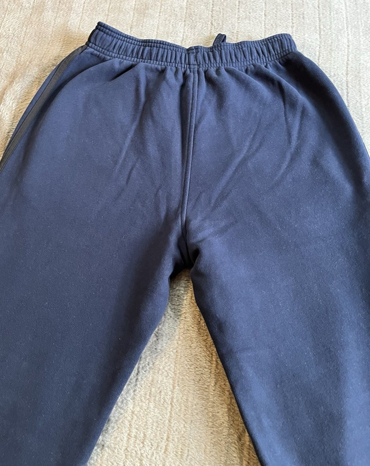 Adidas Adults Small Blue/Black Sweatpants Joggers Fleece 3-Stripe 10