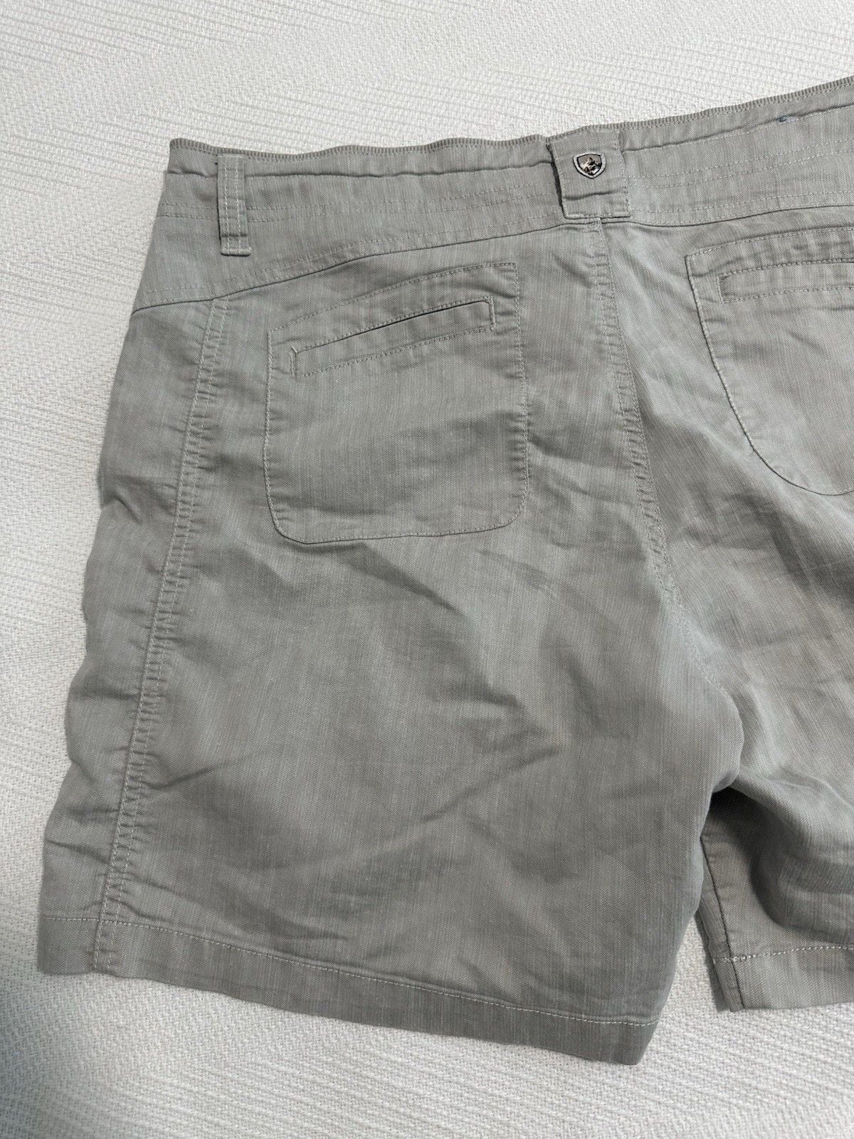 Kuhl Cabo Shorts Gray Cotton Linen Blend Hiking Hidden Drawsting Waist Size 12 11