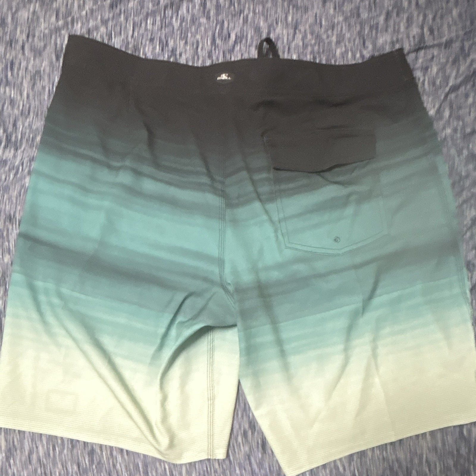 O'Neill Men’s Board Shorts Size 38 Black/Blue/Green Striped Drawstring Pocket 5