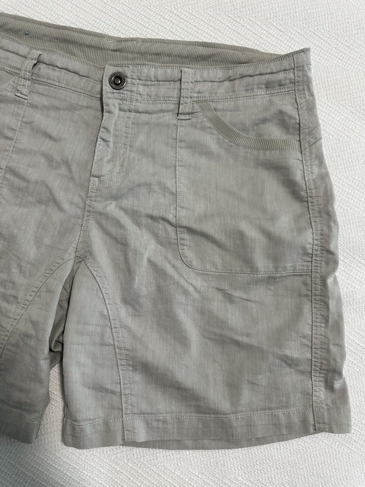 Kuhl Cabo Shorts Gray Cotton Linen Blend Hiking Hidden Drawsting Waist Size 12 4