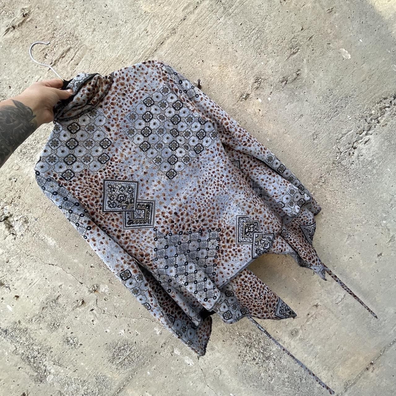 Alberto Makali boho print drape jacket 6