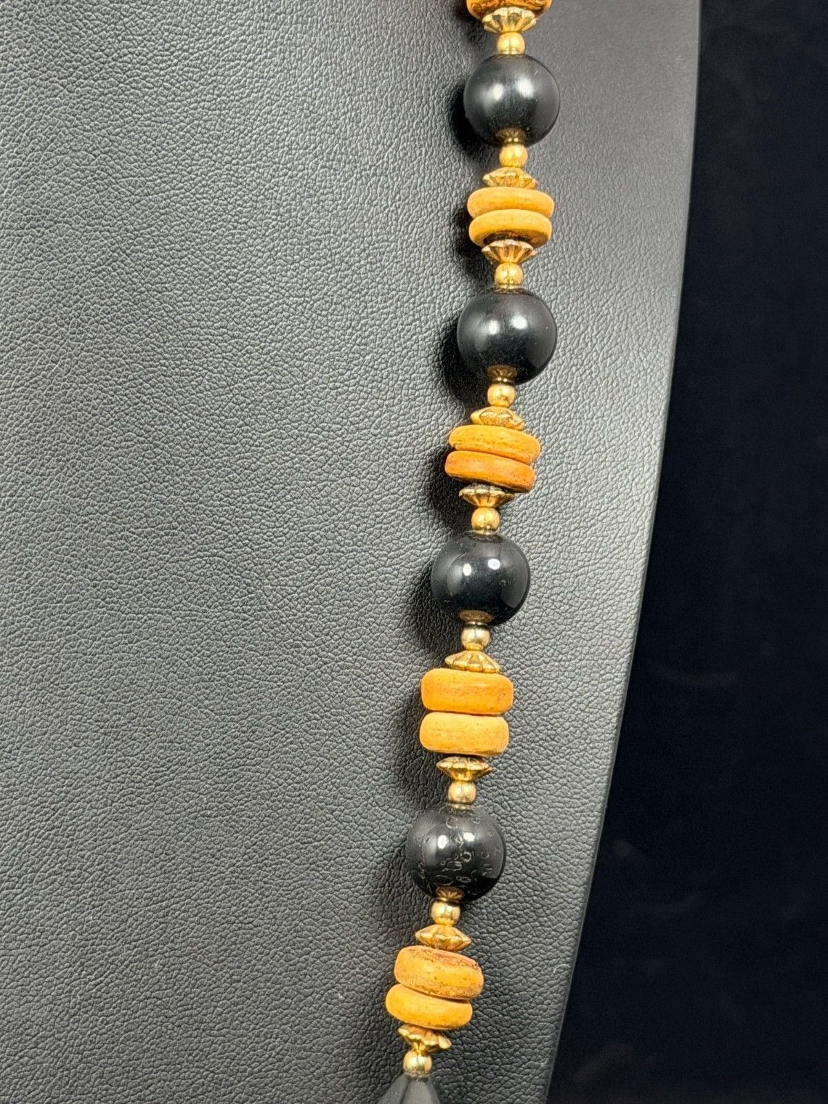Stunning Vintage Boho Tribal Statement Necklace - Mixed Media Multitexture Beads 5