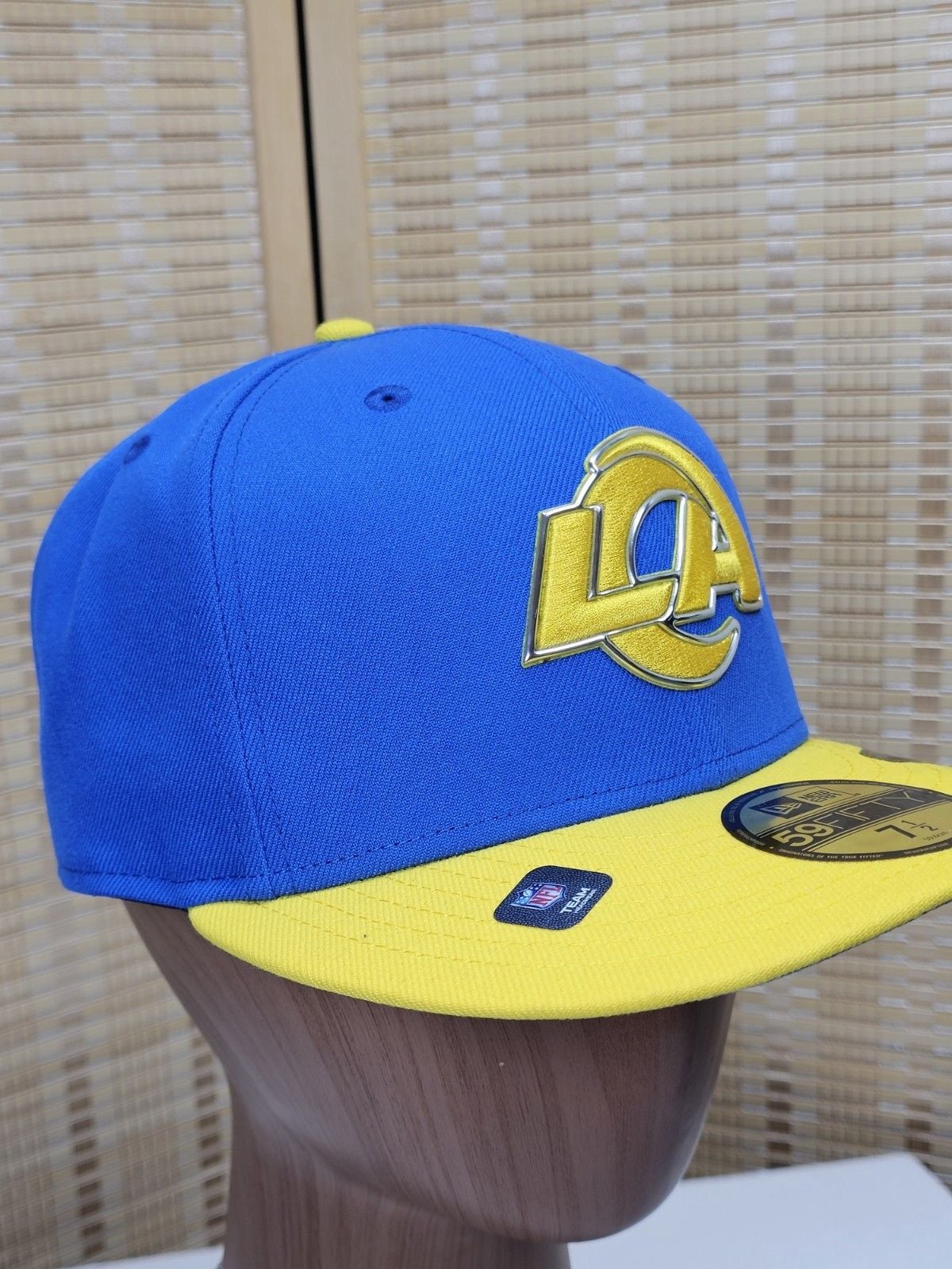 New Era Los Angeles Rams 59FIFTY Fitted Hat Royal Yellow Size 7 1/2 7