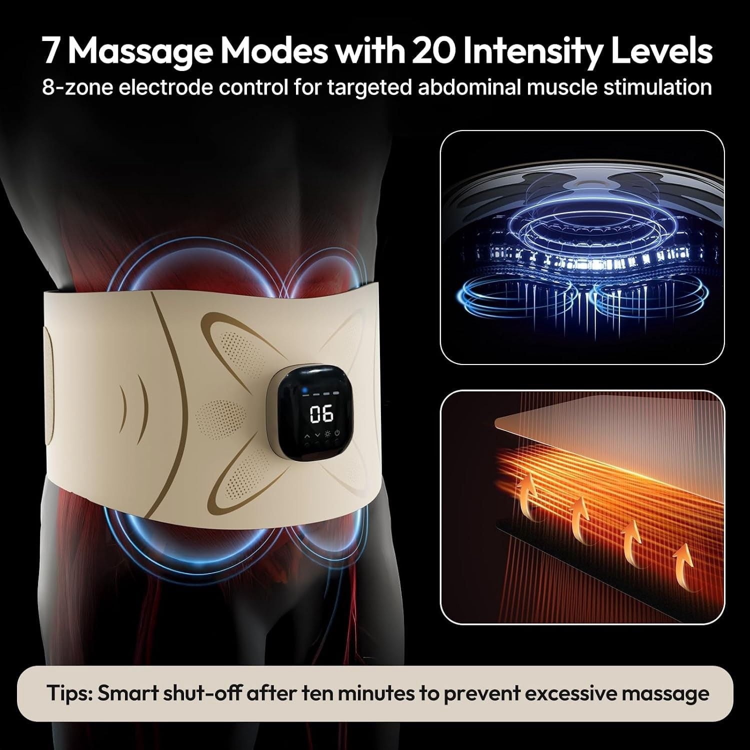 Ab Stimulator Muscle Toner - Heating & Massage Functions, Fat Burning & Abdomina 3