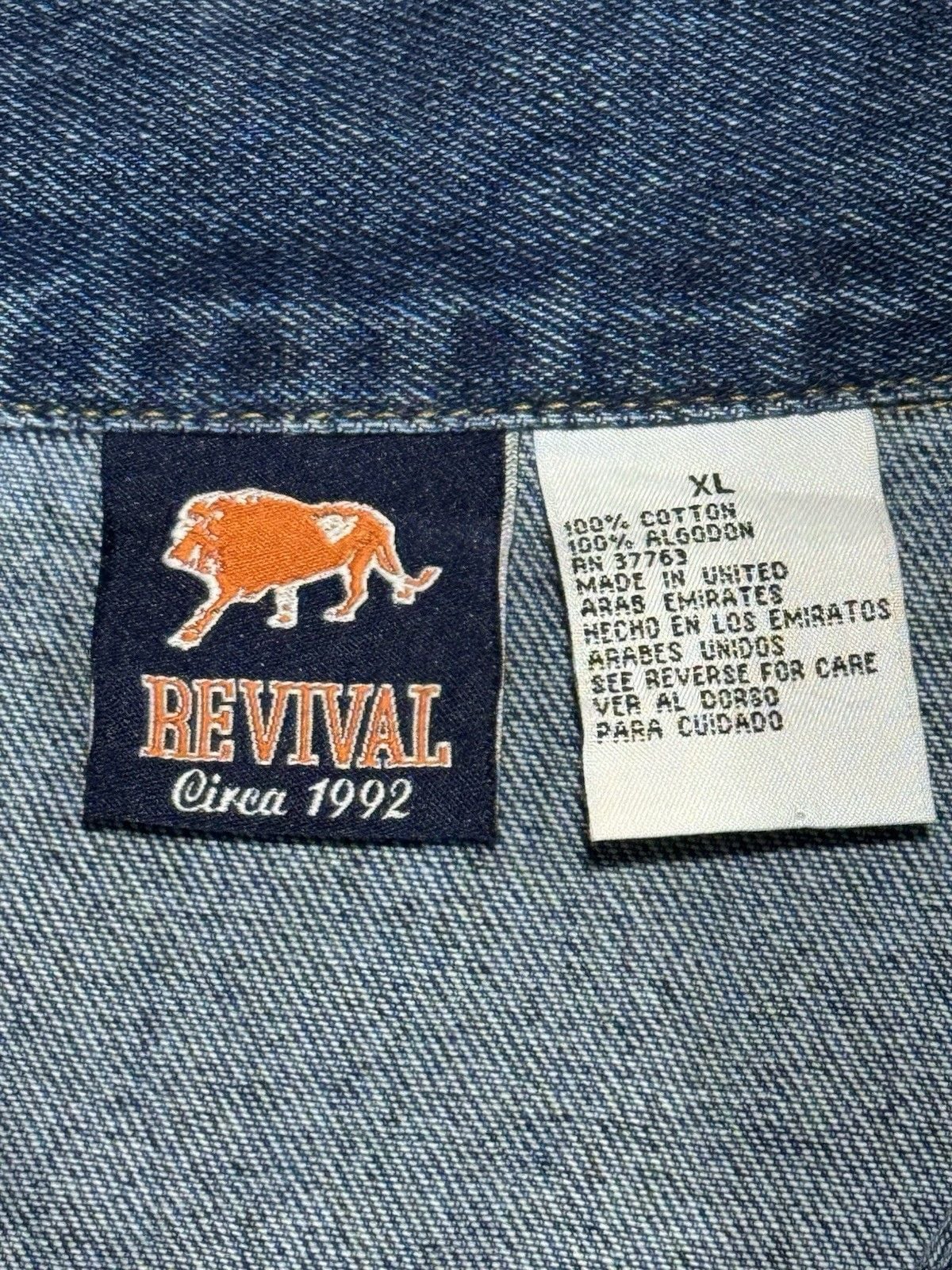 Usa Made Mens Denim Jacket XL Revival Usa Patch American Vintage Look 7