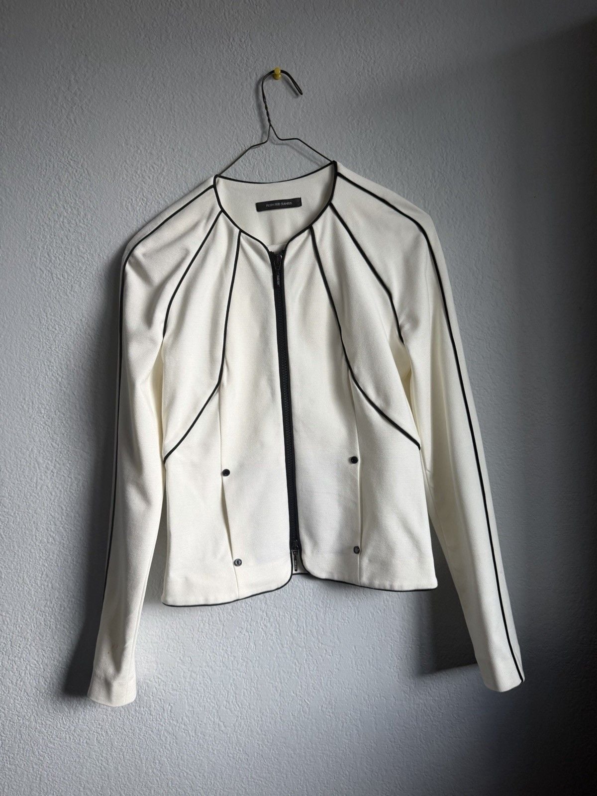 PLEIN SUD JEANIUS White/Black Piped Zip Jacket & Skirt 2pc Set US 4 3