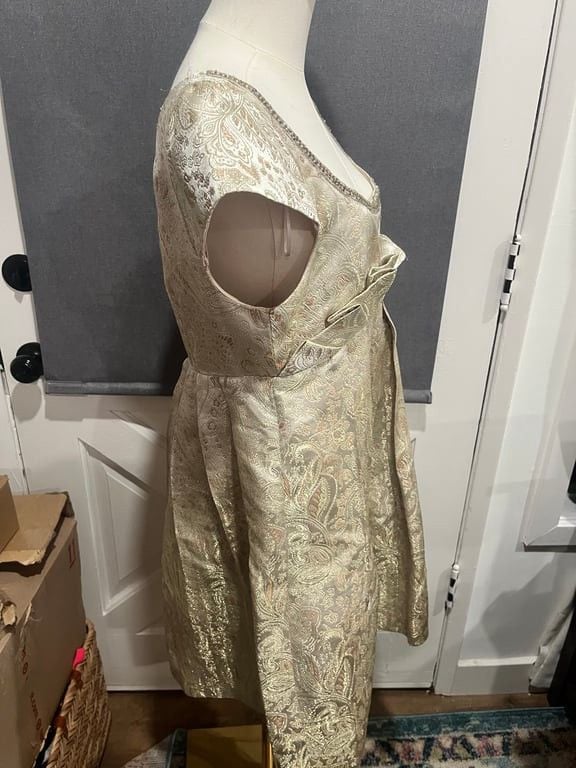 Vintage Metallic Brocade Empire Waist Dress 4