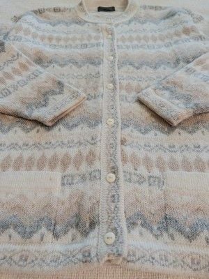 Vintage Arte Inka Alpaca Cardigan Sweater M Peru Pastel Fair Isle Geometric 7