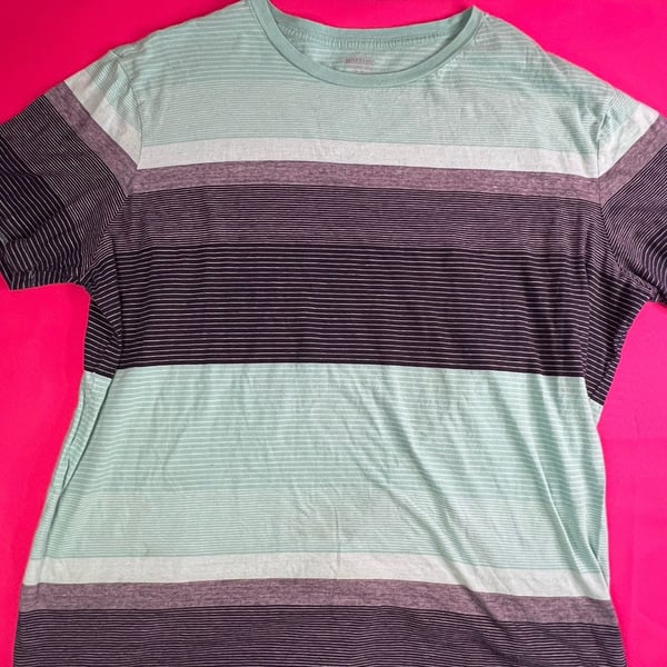 Mossimo Supply Co Striped T Shirt Mens XL Short Sleeve Crew Neck Mint Gray Black