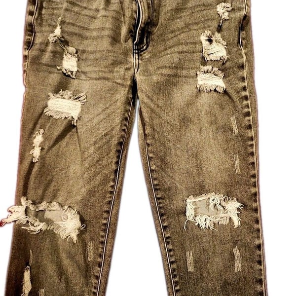 Women's Skinny Jeans Size 11/12 DISTRESSED Holes Dark Wash, Stretchy, Denim