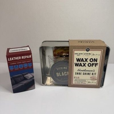 Sterling Goods Wax On Wax Off Gentlemen’s Shoe Shine Kit W/ Leather Repair Tape 1