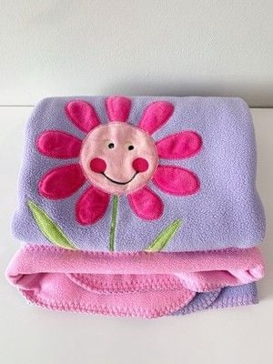 Vintage Okie Dokie Baby Girl Fleece Blanket Butterfly Ladybug Pink Purple 7