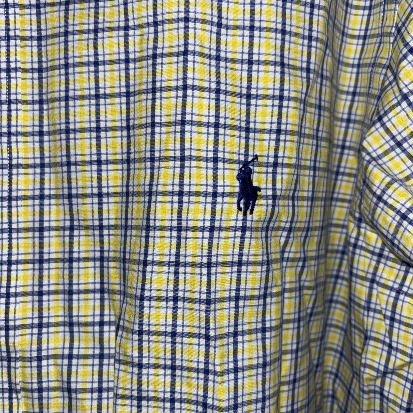 Ralph Lauren Shirt Men's Large Tall Blue Yellow Check Long Sleeve 5