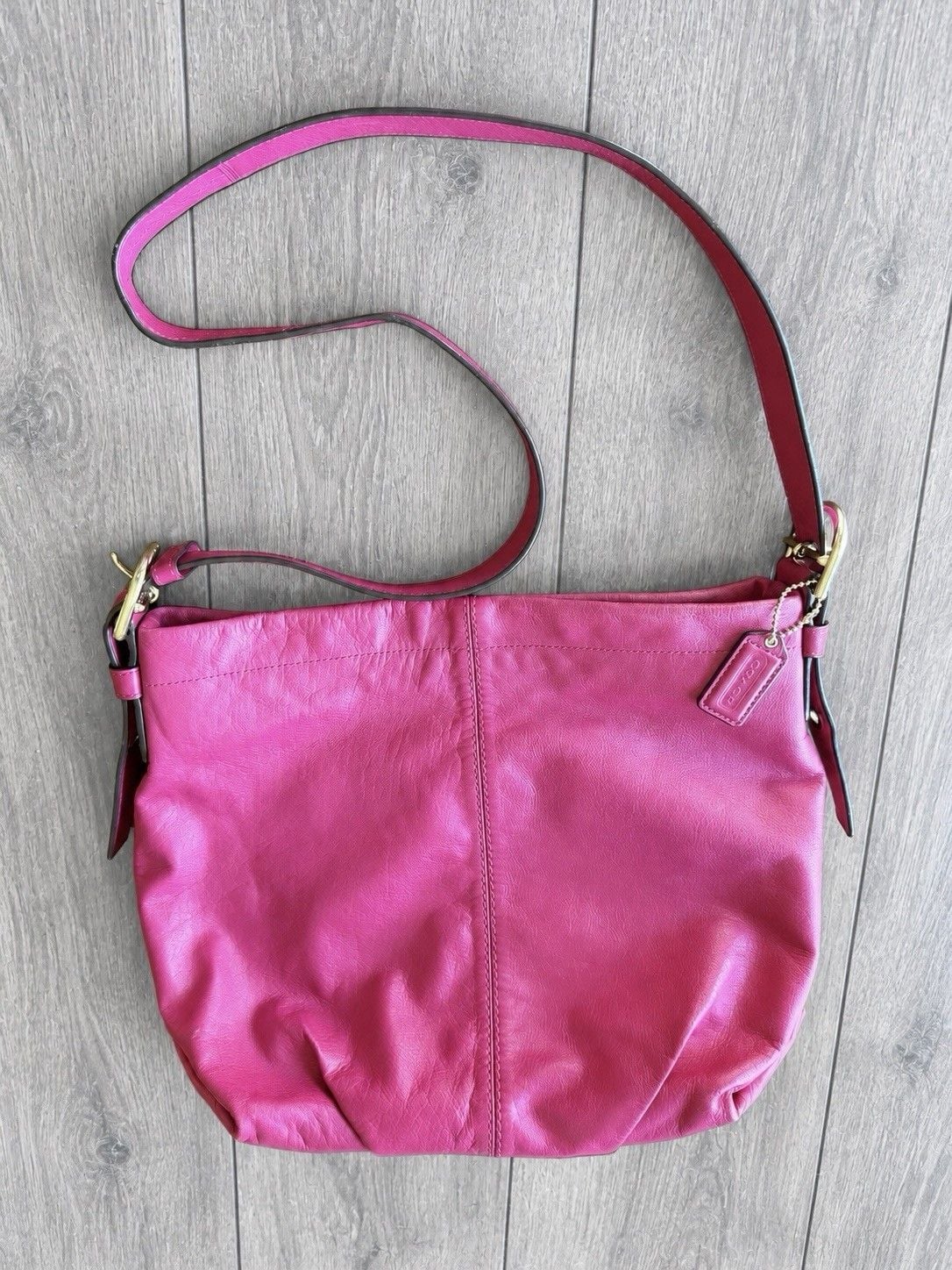 Coach F15064 Pink Leather Duffle Hobo Shoulder Crossbody Bag Y2K Style 2
