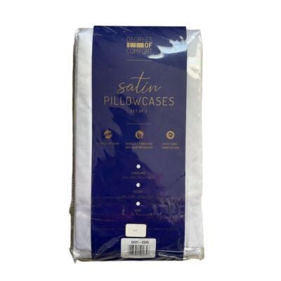 Degrees of Comfort Satin Pillowcases Set of 2 Ivory Ultra Soft Hypoallergenic 8