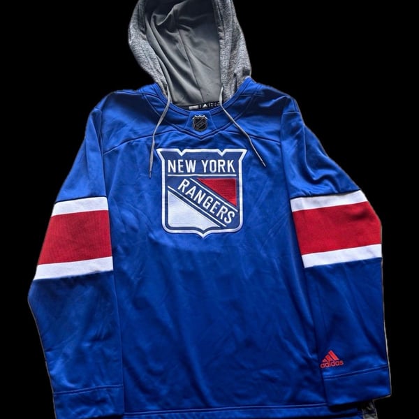 Adidas New York Rangers NHL Hockey Hoodie Pullover Blue XL Officially Licensed