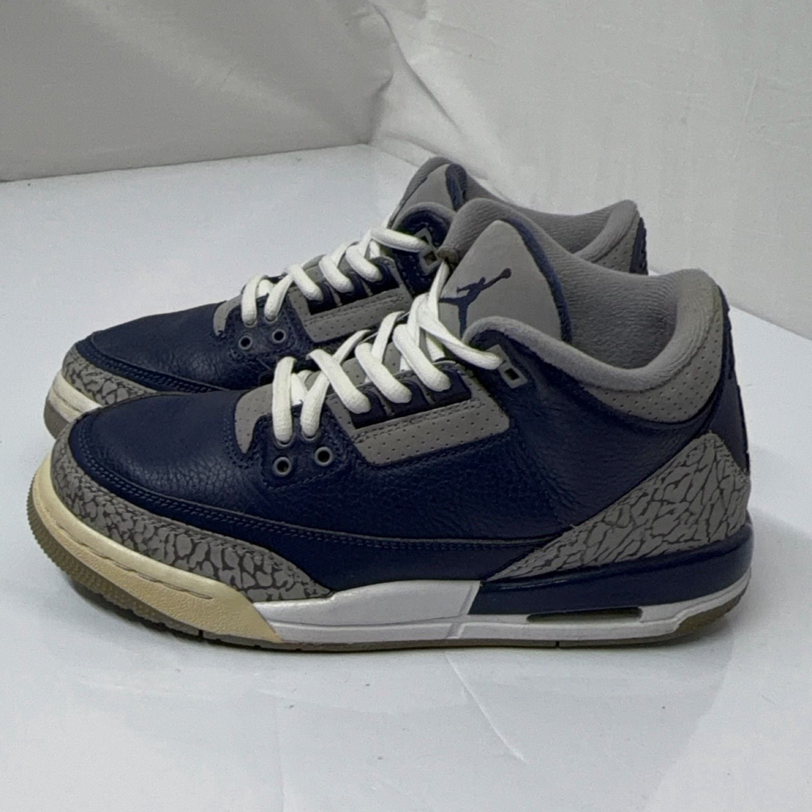 Nike Air Jordan 3 Retro Youth Sneakers 6.5Y Navy Blue Leather Mid Top 5