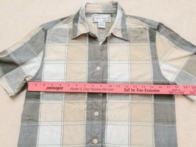 Sarah Bentley Shirt Women M Medium Plaid Button Up Short Sleeve Cotton Blend 6