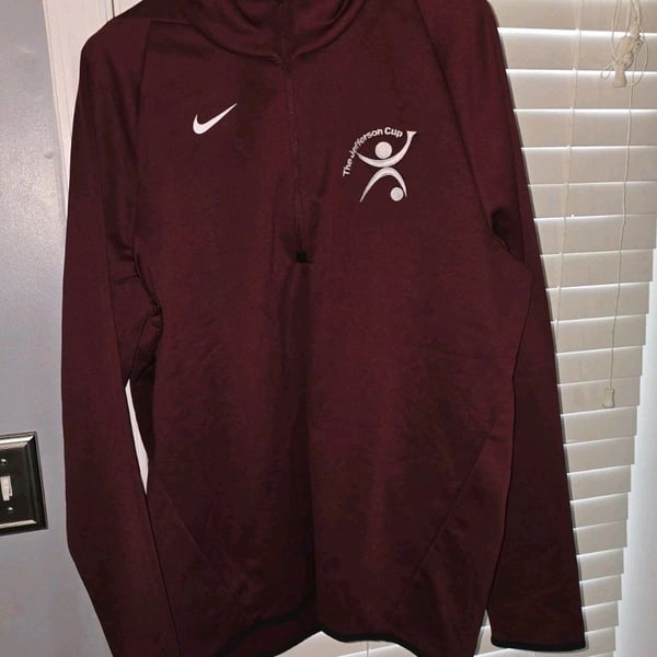 Nike Dri-Fit Sweatshirt Mens L Burgundy Quarter Zip Pullover Jefferson Cup Logo