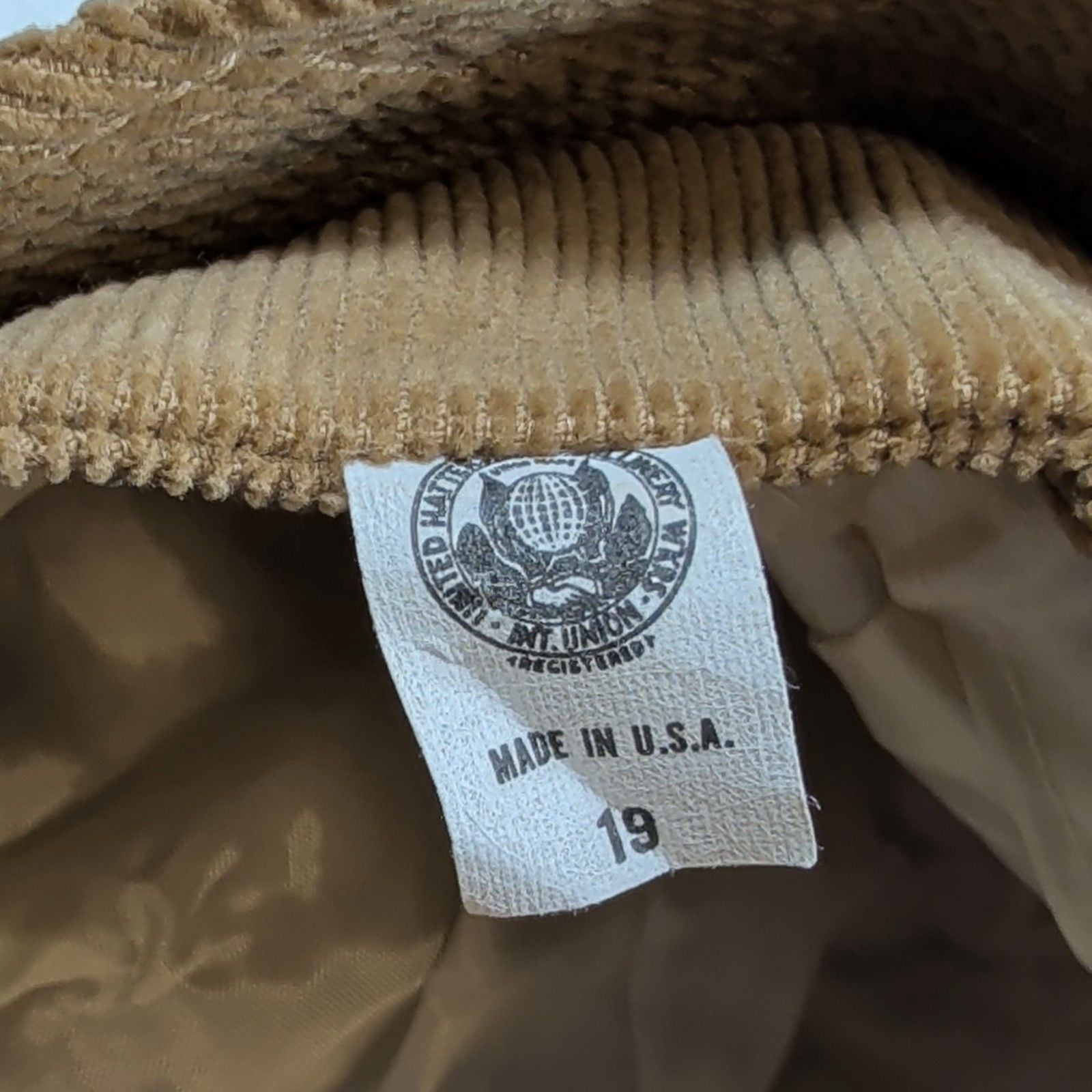 Child's Brown Corduroy Cloche Hat w/ Feather Accent Lined 10