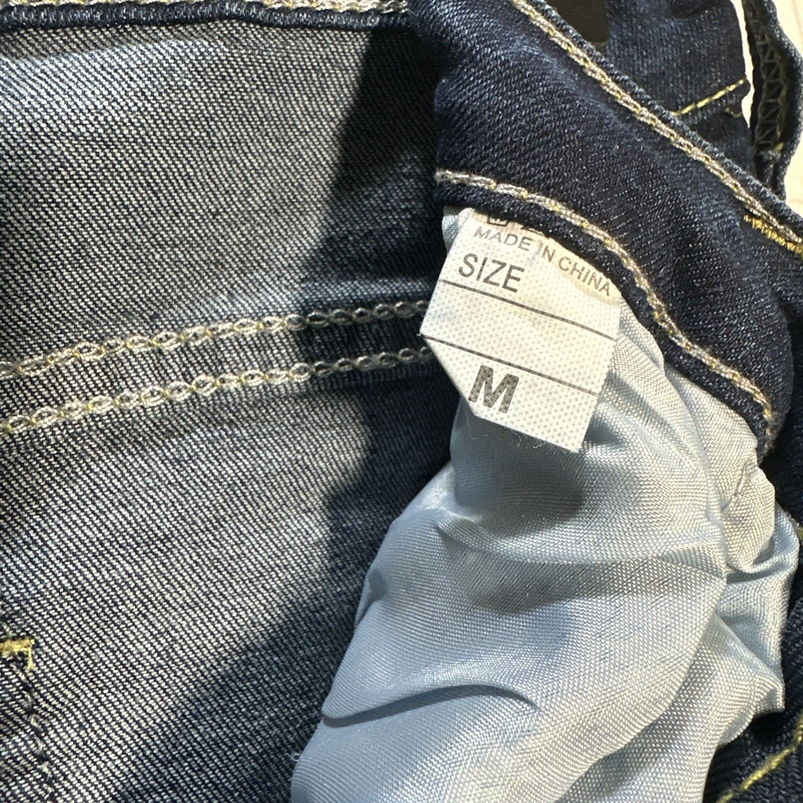 Casual Jeans Medium Adult Blue Denim Flared Distressed Hem Dark Wash Womens Y2K 12