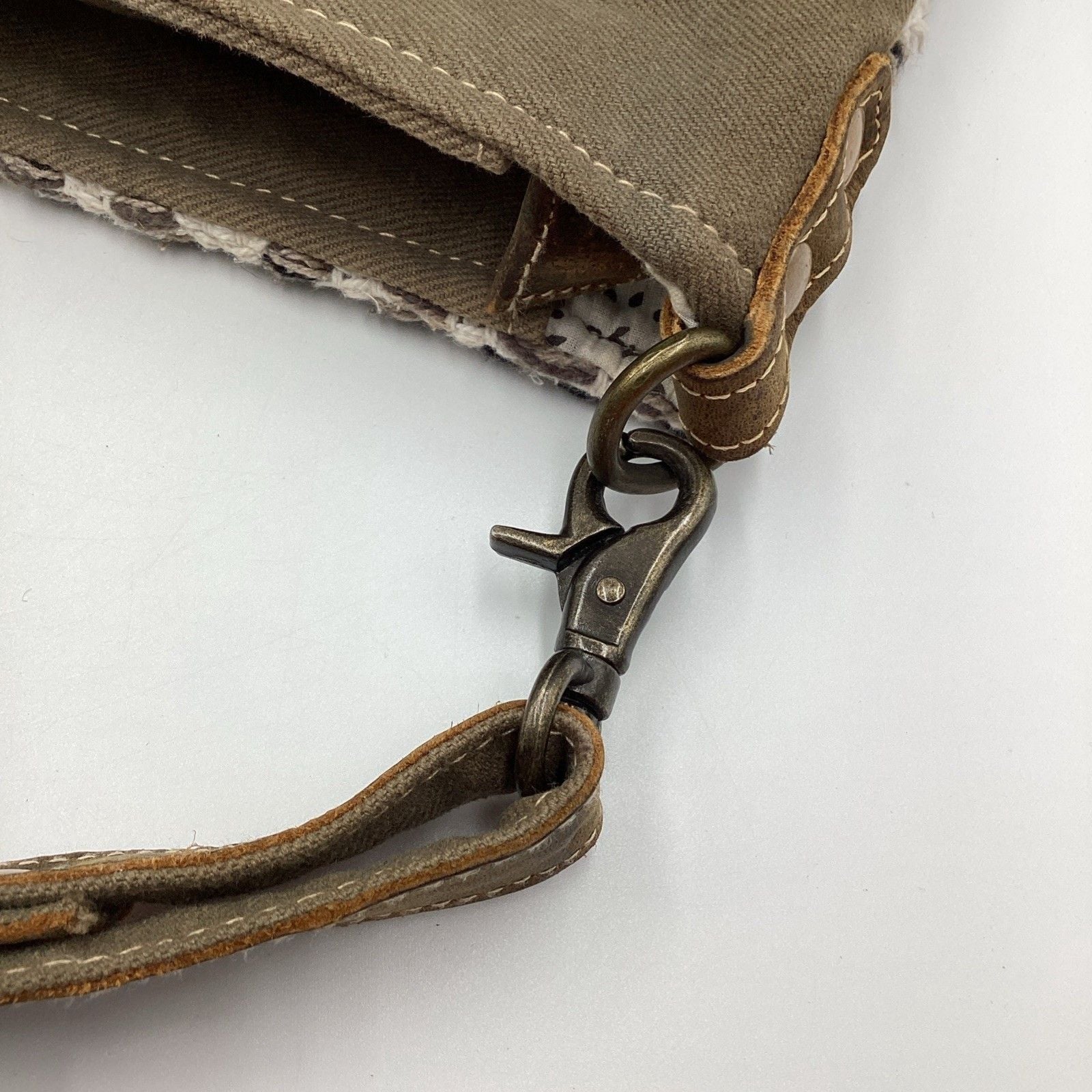 Myra Bag Genuine Leather Canvas Diamond Crossbody Shoulder Bag Boho 11