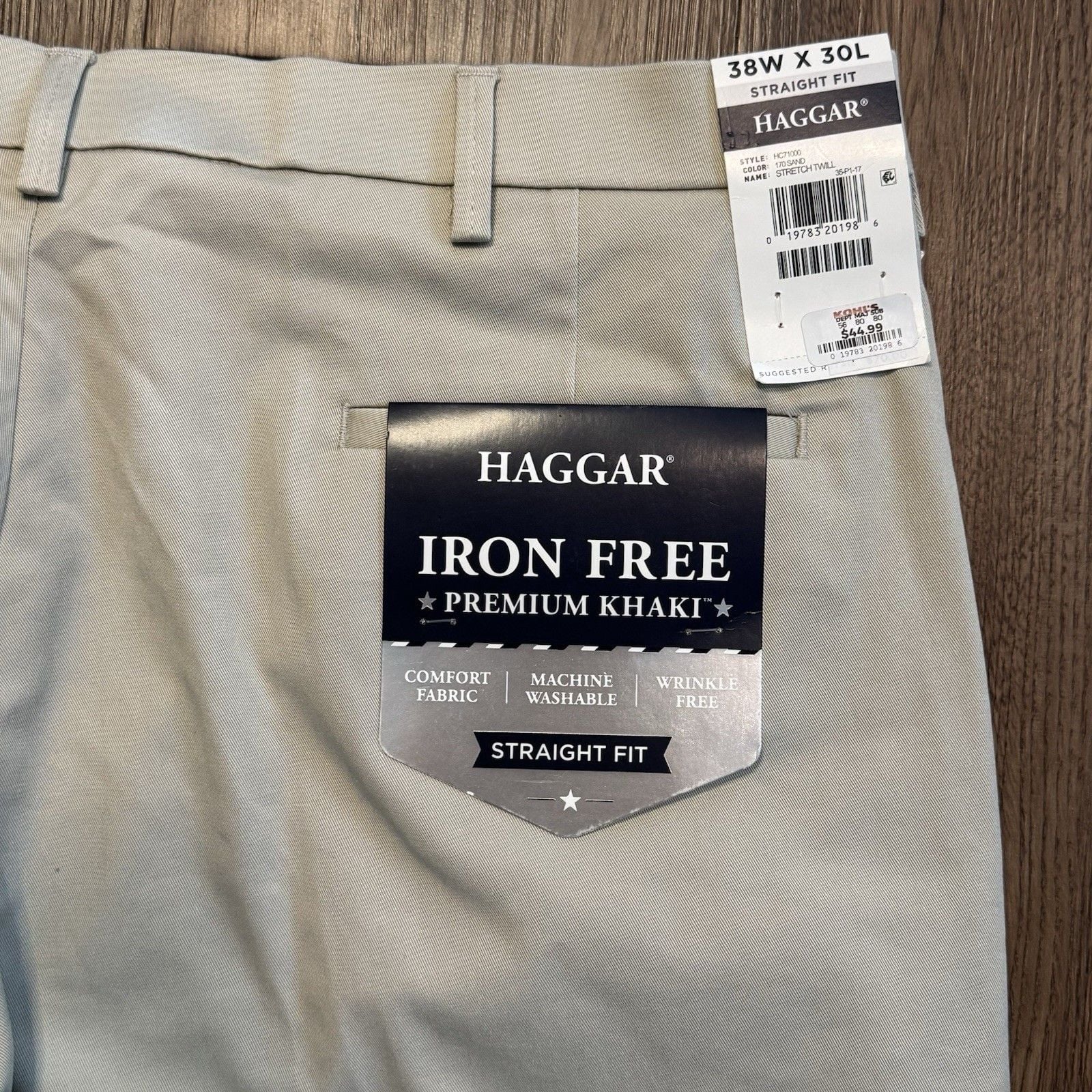 NWT Haggar Mens Iron Free Premium Khakis 38x30 Shirt Grip Straight Fit Casual 5