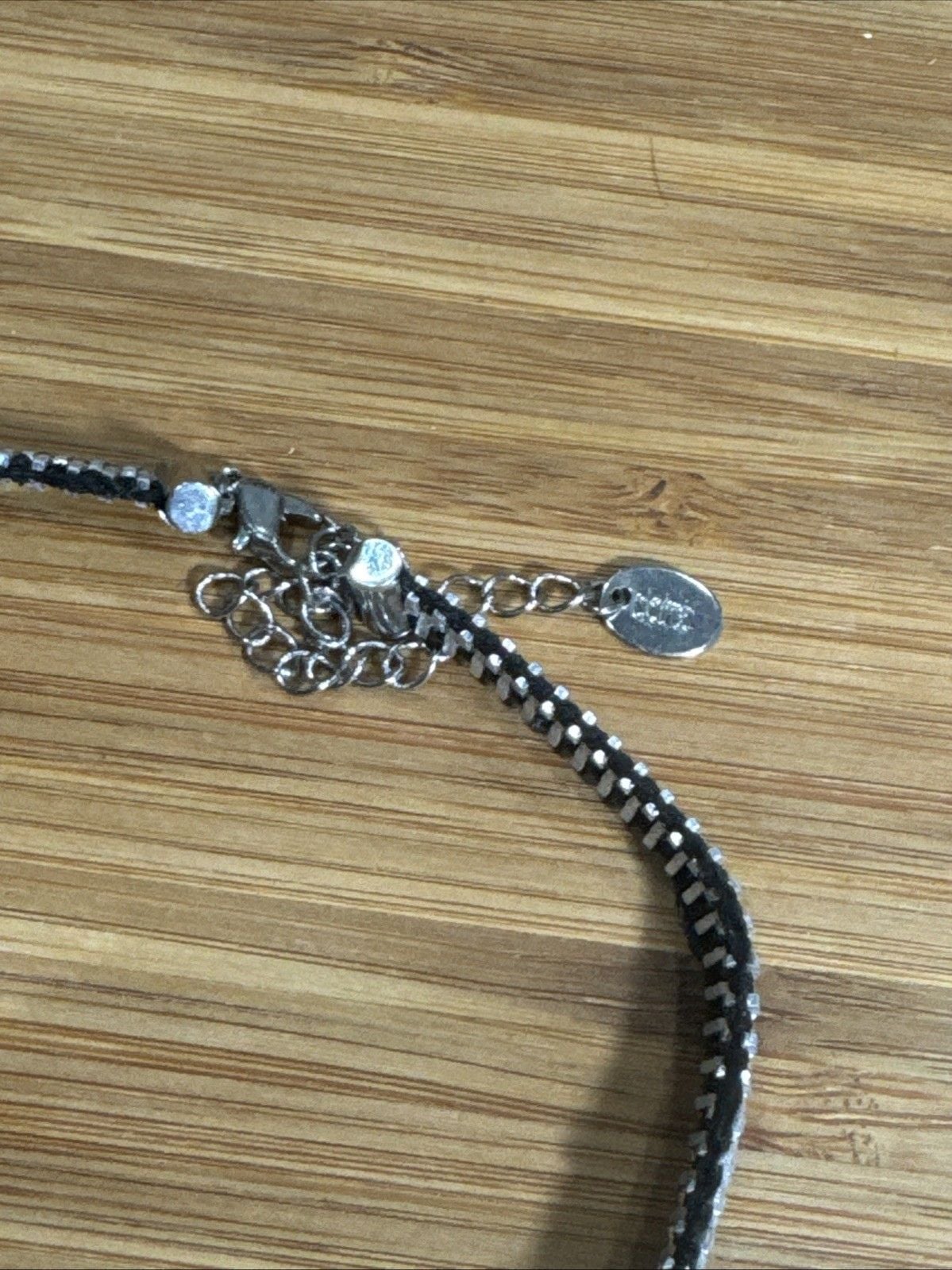 BCBGMAXAZRIA Zipper Necklace Punk Goth Black Silver Statement Halloween 4