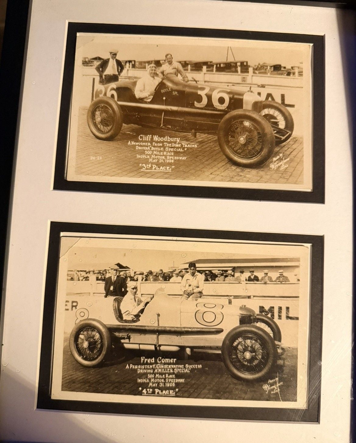 4 Vtg 14th Annual Indianapolis 500 Indy RPPC Photo Postcards 1926 “Miller Special” Cooper Hartz Woodbury Comer 2