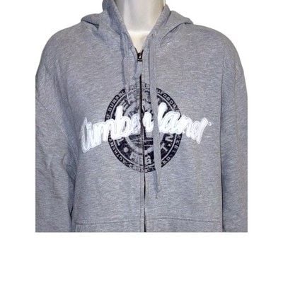 Timberland Full Zip Hoodie MensXL Gray Graphic Logo Sweatshirt Gorpcore Workwear 4